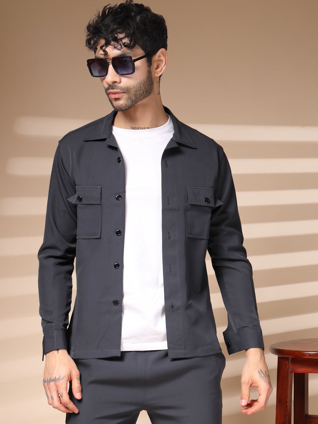 The Grey Buttoned Co-ord – Tailored by Italian Layers®