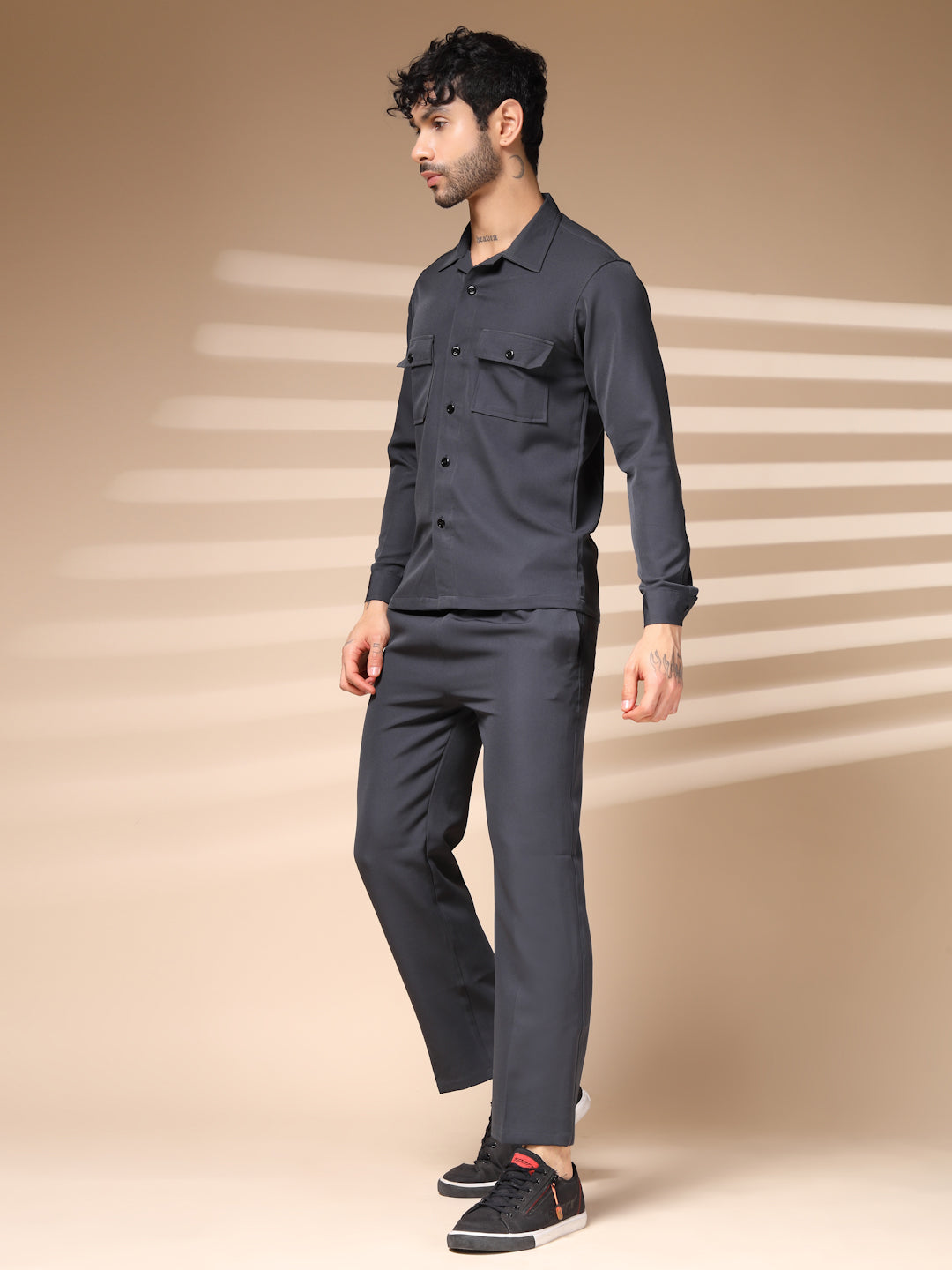 The Grey Buttoned Co-ord – Tailored by Italian Layers®