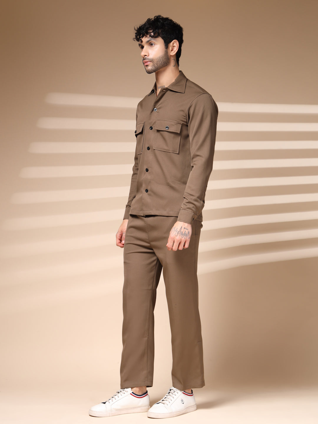 The Camel Buttoned Co-ord – Tailored by Italian Layers®