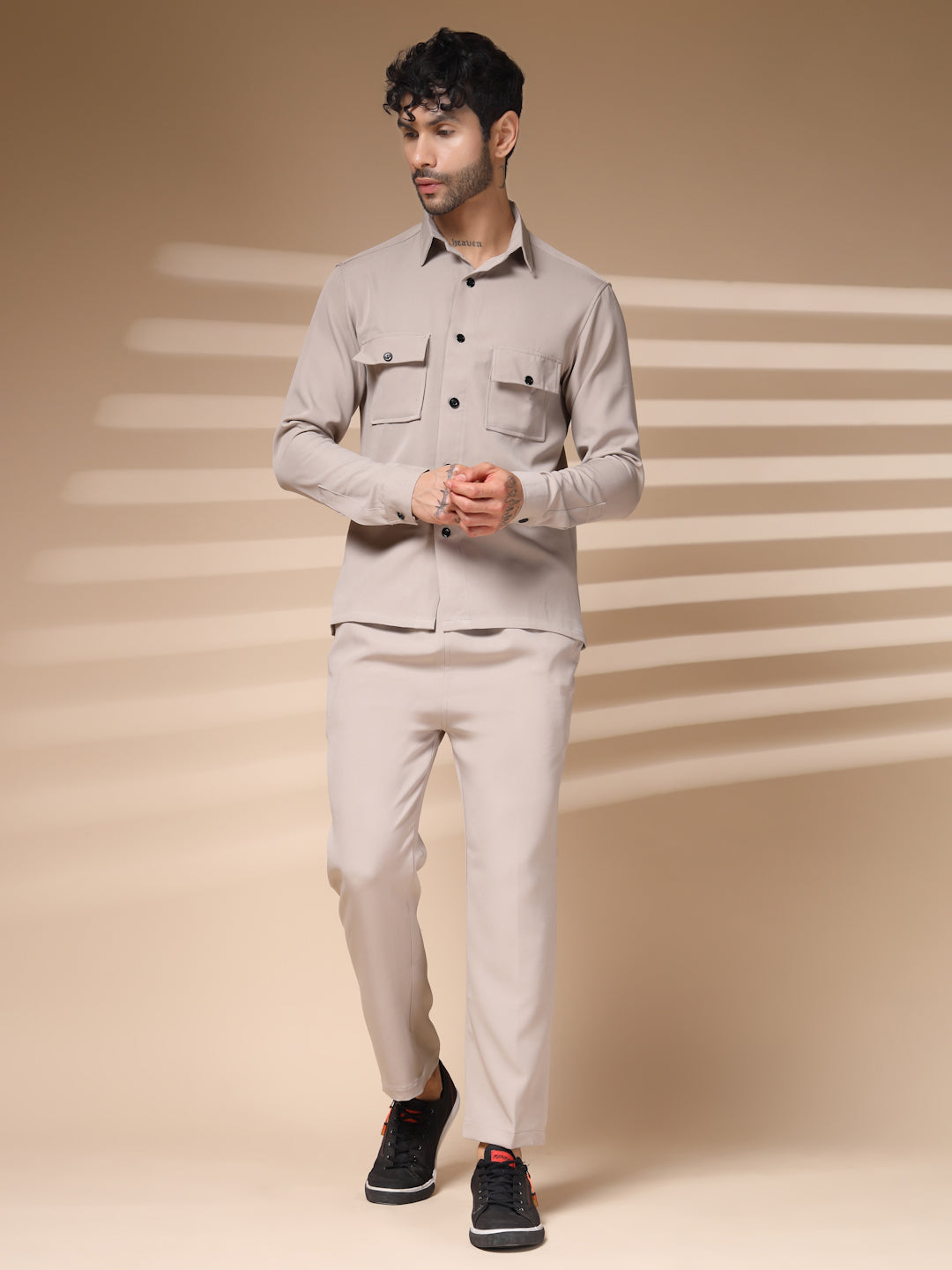 The Beige Buttoned Co-ord – Tailored by Italian Layers®