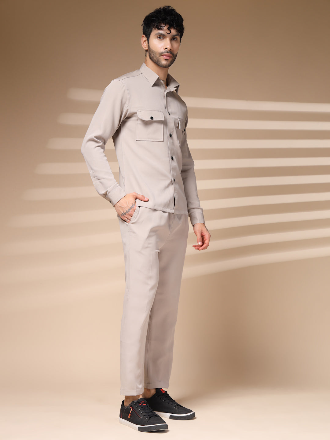 The Beige Buttoned Co-ord – Tailored by Italian Layers®