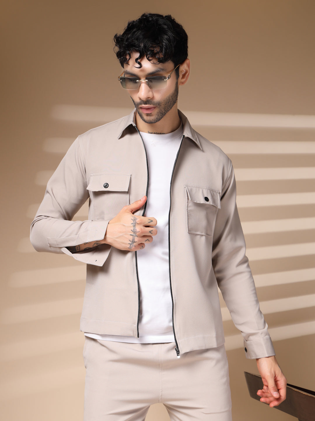 The Beige Zipper Co-ord – Tailored by Italian Layers®