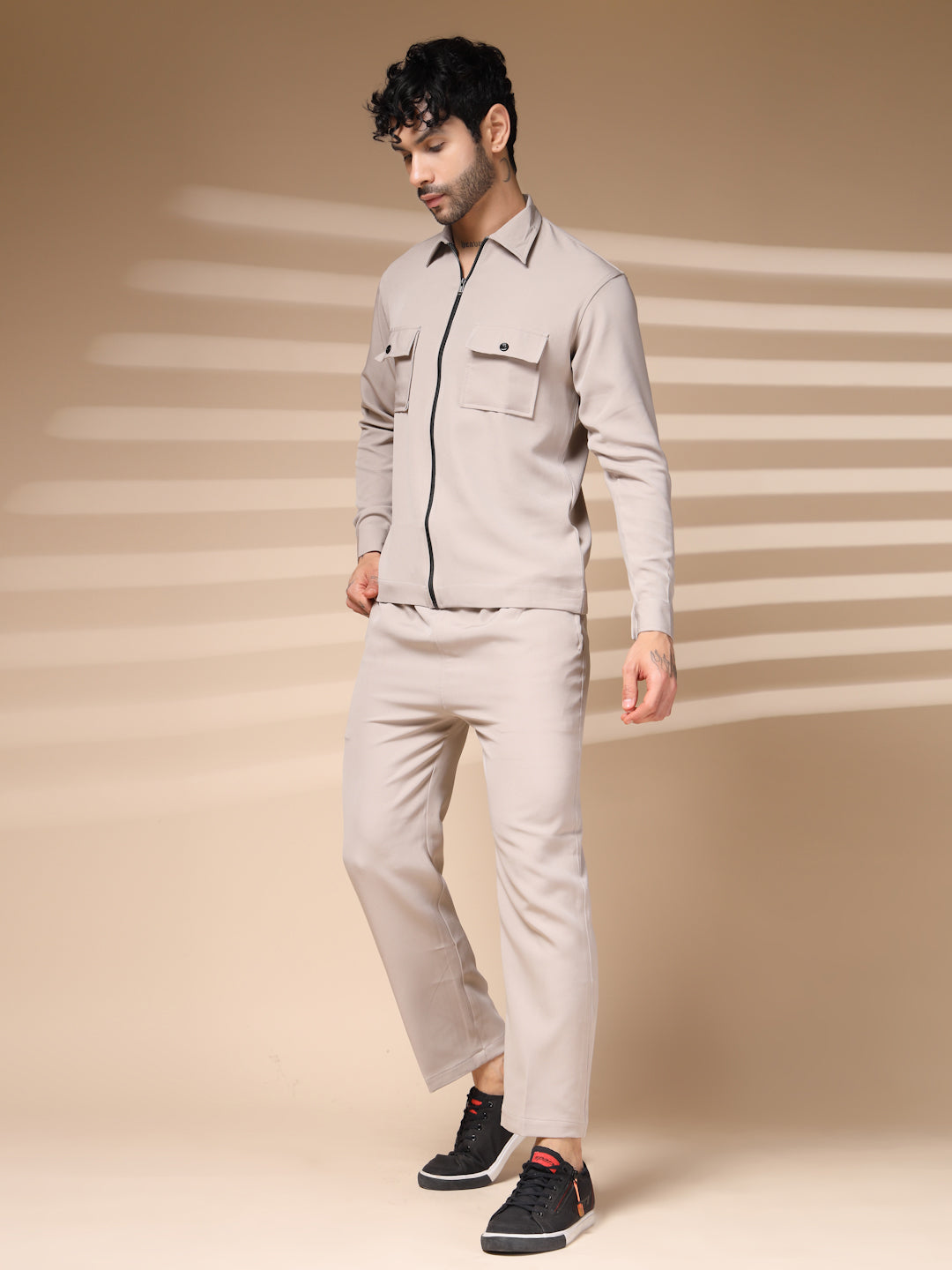 The Beige Zipper Co-ord – Tailored by Italian Layers®