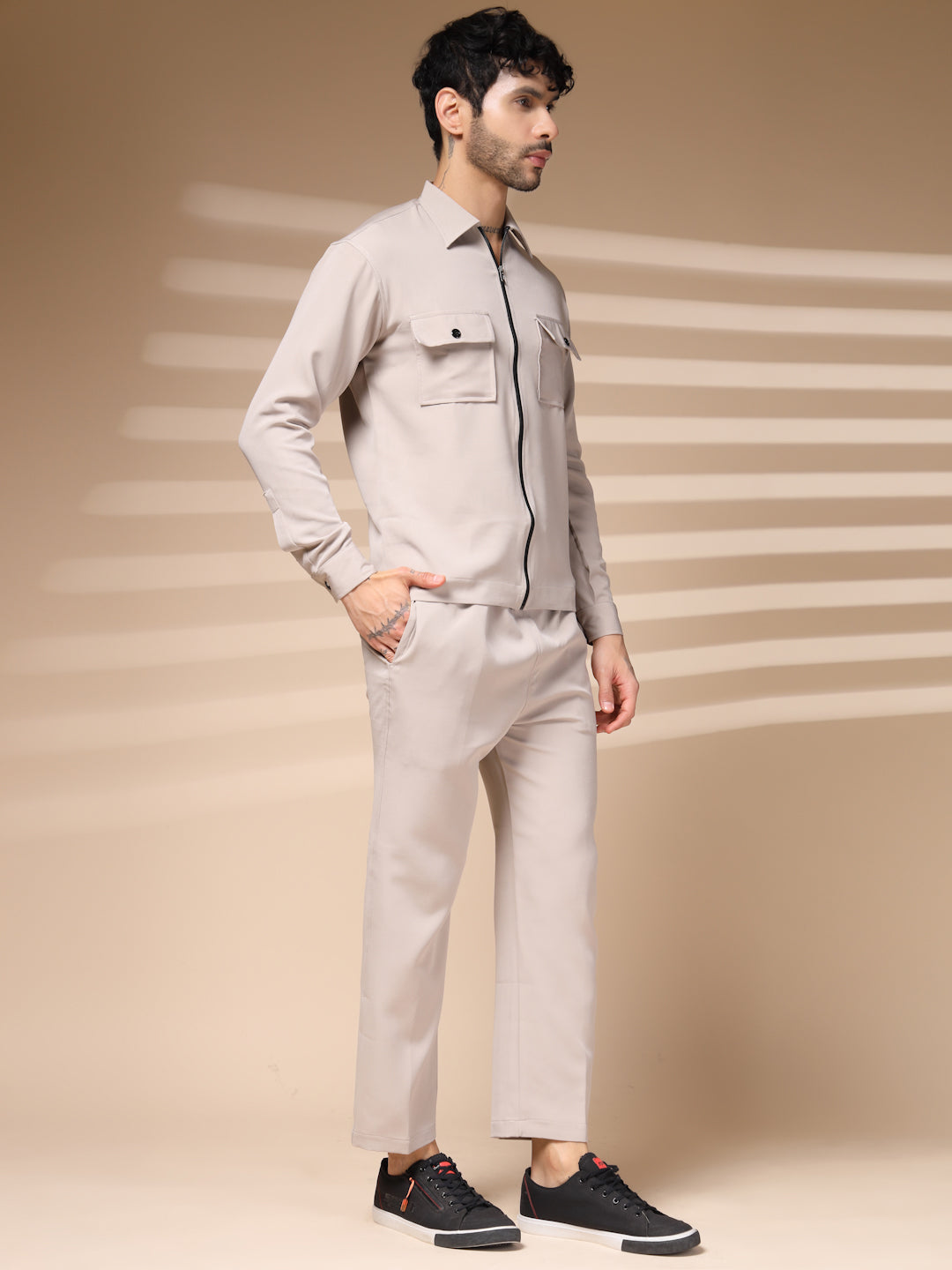 The Beige Zipper Co-ord – Tailored by Italian Layers®