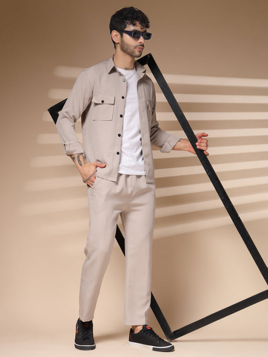 The Beige Buttoned Co-ord – Tailored by Italian Layers®