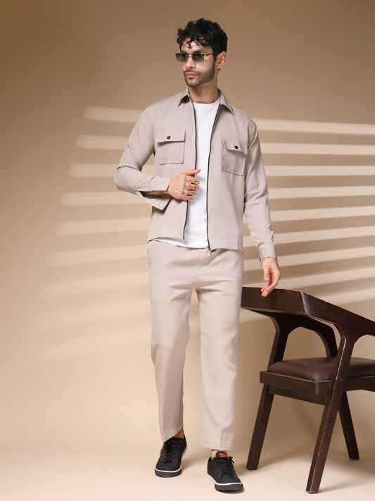 The Beige Zipper Co-ord – Tailored by Italian Layers®
