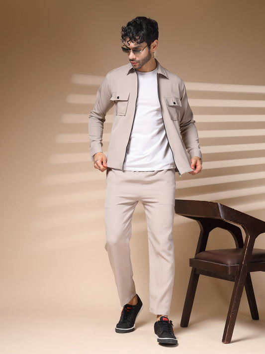 The Beige Zipper Co-ord – Tailored by Italian Layers®